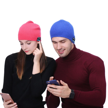 Cabeça inteligente de inverno bluetooth com chapéu de malha