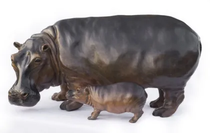 miniature bronze hippo