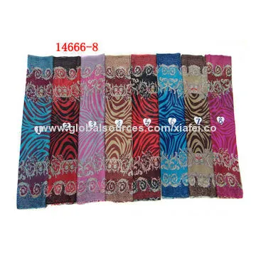 Sea gull printed voile polyester scarf