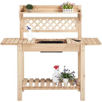 Garden Potting Bench Table Wooden Workstation