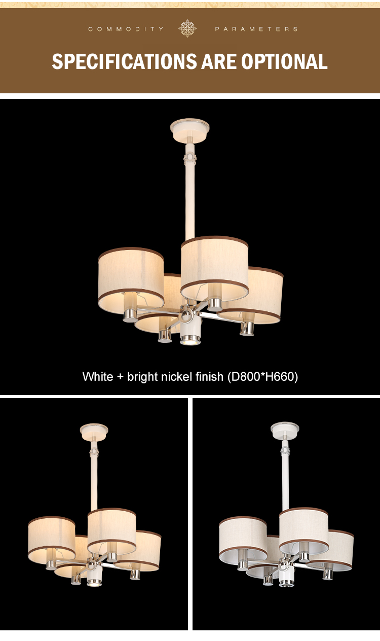 New Product Indoor Decorative Villa Hotel White Stainless Steel Copper Led Chandelier Pendant Light