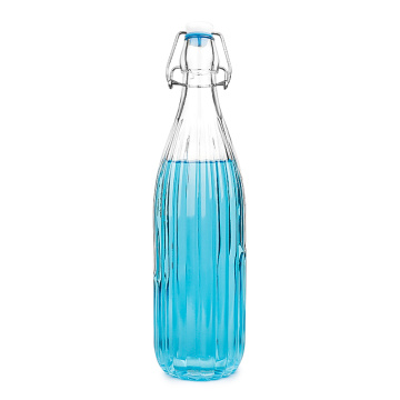 1リットルの垂直ストライプガラス水飲料ボトル