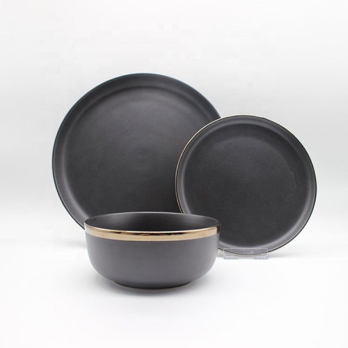 Luxury Golden Edge Color Glaze Ceramic Tableware Sets