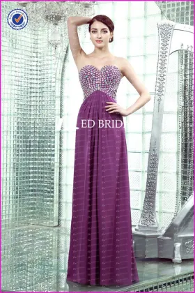 CE430 Attractive China Factory Sweetheart A-Line Beaded Bridesmaid Dress Royal Purple