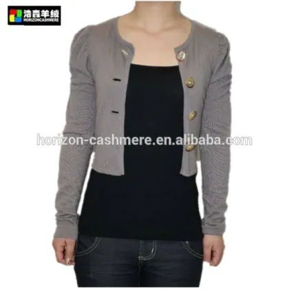 Small Cashmere Cardigan Sweater, Korean Princess Sleeve Cardigan Sweater