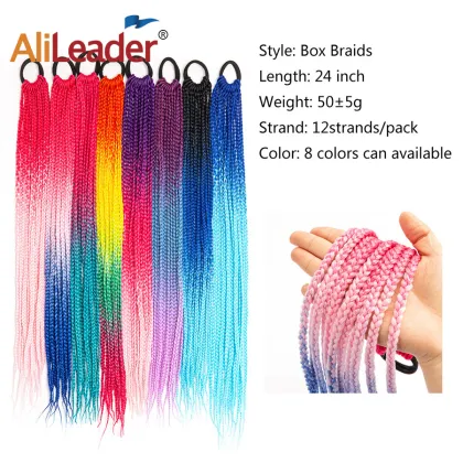 AliLeader Cute Kid Ponytail Holder Hair Accessories Rainbow Color Hair Tie Girls Sweet Hair Extension Children Wig Braid