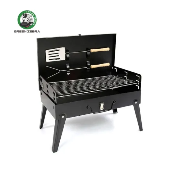 Portable Foldable Picnic Suitcase BBQ Grill with Accessories Set for 3-5 People