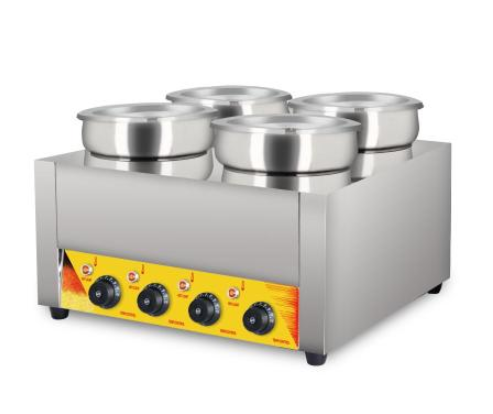 Bain-Marie Hot Pot Heat with 4 tanks Stainless Steel Round Pots