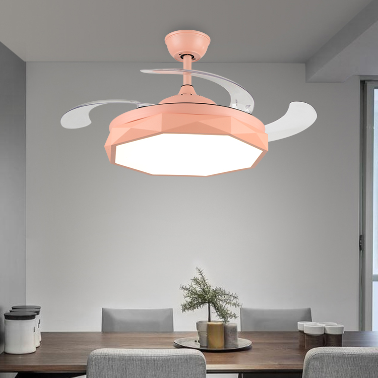 Modern fan chandelier with retractable acrylic blades