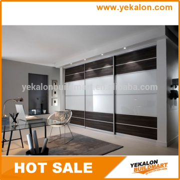 MDF UV lacquer and tempered painted glass inserted sliding door wardrobe