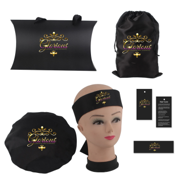 Customized Bling Hair Satin Bonnet with Logo - Double Layer Silk Shiny Bonnet for Women