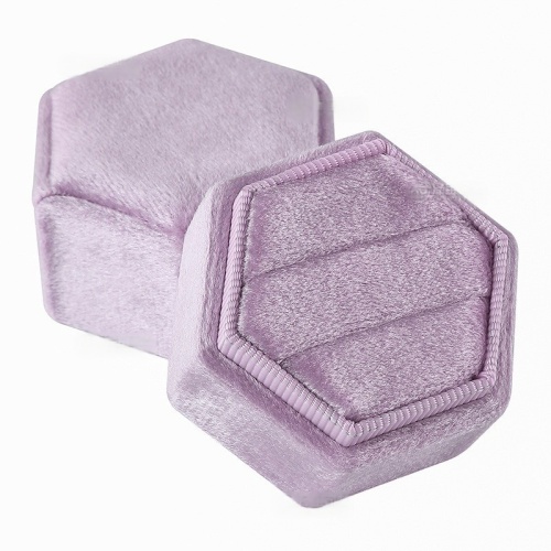 Custom Logo Velvet Hexagonal Travel Jewelry Ring Box