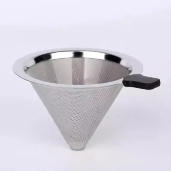 Stainless Steel Reusable Coffee Funnel Filter Basket for 2 Cup or 4 Cup Pour Over Dripper