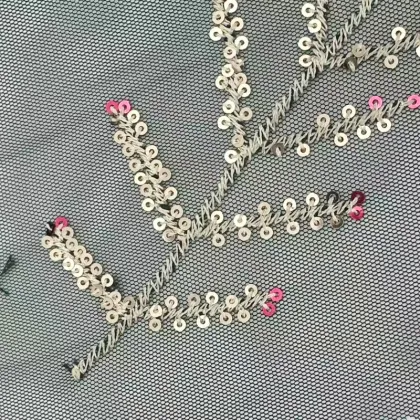 Christmas Tree Sequin Embroidered Mesh Fabric