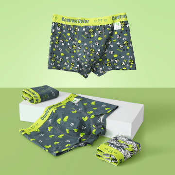 Custom Stylish Printed Elastic Pure Cotton Soft Men's Underwear Boxers