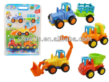 4 assortment Plastic friction cartoon farmer truck