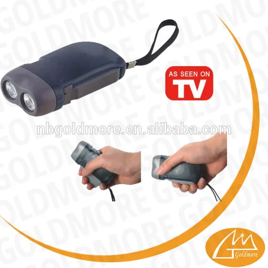 goldmore3 ABS two led dynamo battery free flashlight,hand crank torch,hand pressing flashlight