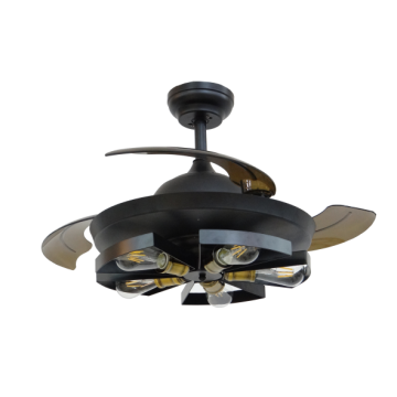 Ventilateur de plafond rétractable noir avec lumière