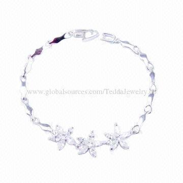Bracelets, Made of Sterling Silver and Cubic Zirconia
