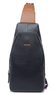 Elegant Blue Simple Casual Multifunctional Durable Handmade Full Grain Leather Men chest Bag