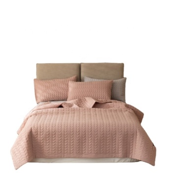 Plain Color Embroidery Quilted Bedspread Set