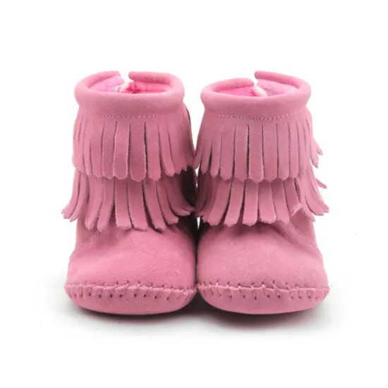 Hot Selling Pink Leather Baby Boots Winter Baby Moccasin Boots in Bulk