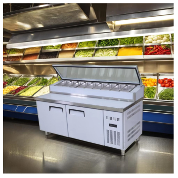 Refrigerated Pizza and Salad Glass Work Table & Salad Counter Chiller