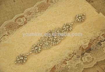 Rhinestone crystal applique trimming for dress garments establishment beaded appliques sash bridal belt