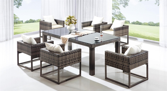 Indoor 7pcs set Wicker Dining set