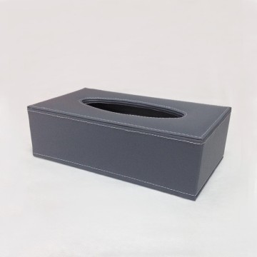 Trendy Grey Rectangle Shape PU Leather Napin Box