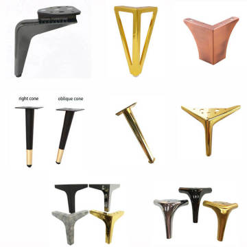 Chrome & Gold Metal Furniture Legs for Bed, Cabinet, and Sofa