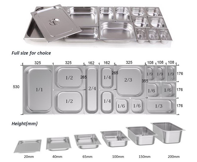 Stainless Steel Gastronorm Pan Set with Cover