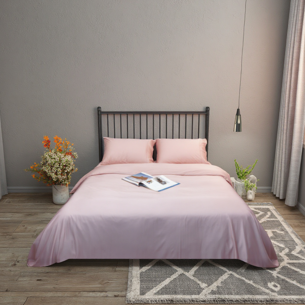 Organic 300TC Bamboo Bed Sheets Simple Style Woven Linen Filled Queen King and Twin Sizes Wholesale Bed Linen for Home Use