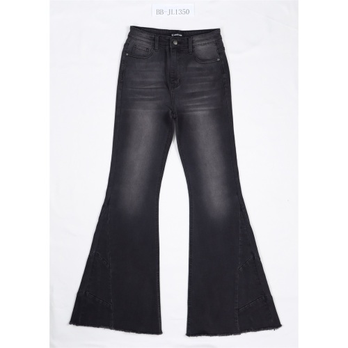 Ladies Fashion Black Flared Jeans Customized Wholesale