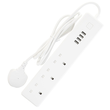 Striscia di potenza domestica intelligente con presa elettrica a 3 vie, 4 porte USB e controllo indipendente per Inghilterra, Regno Unito, UE e USA