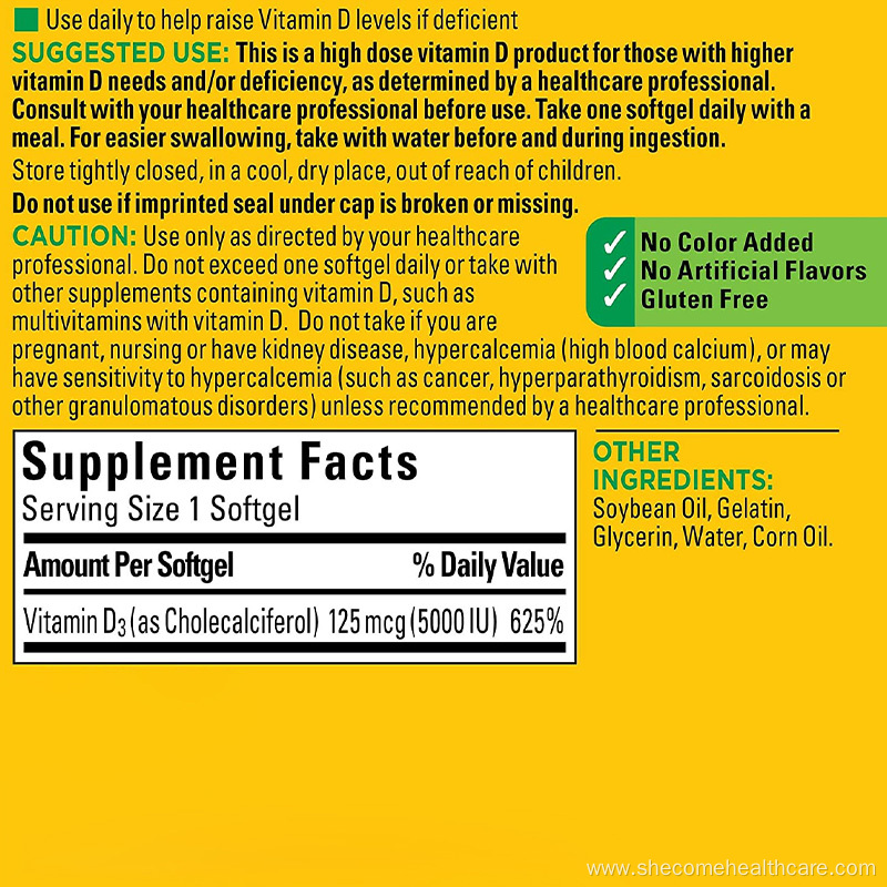 Dietary Supplement for Teeth Support Vitamin D3 softgels
