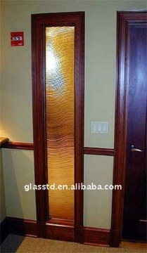 orange textured glass shower door in shower rooms