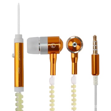 Wholesale Luminous Wired Earphones with Zipper Design and 3.5mm Plug