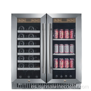 Refrigerador de vino y bebidas Refrigerador de puertas de vidrio de compresor