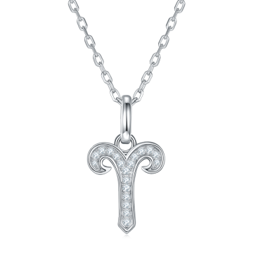 Classic S925 Silver White Gold Plated Moissanite 12 Constellations Aries Necklace