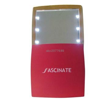 Square 6 led light up cosmetic mirror with slide cover