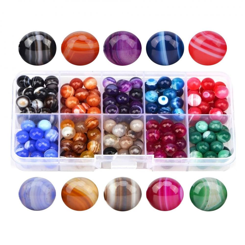 Natural Striped Agate Beads Box Kit