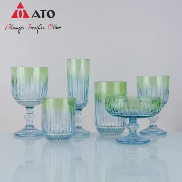 Gradient color Embossed Glass Juice Water Goblet