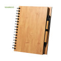 A5 Hard Cover Bamboo Spiral Notebook con bolígrafo