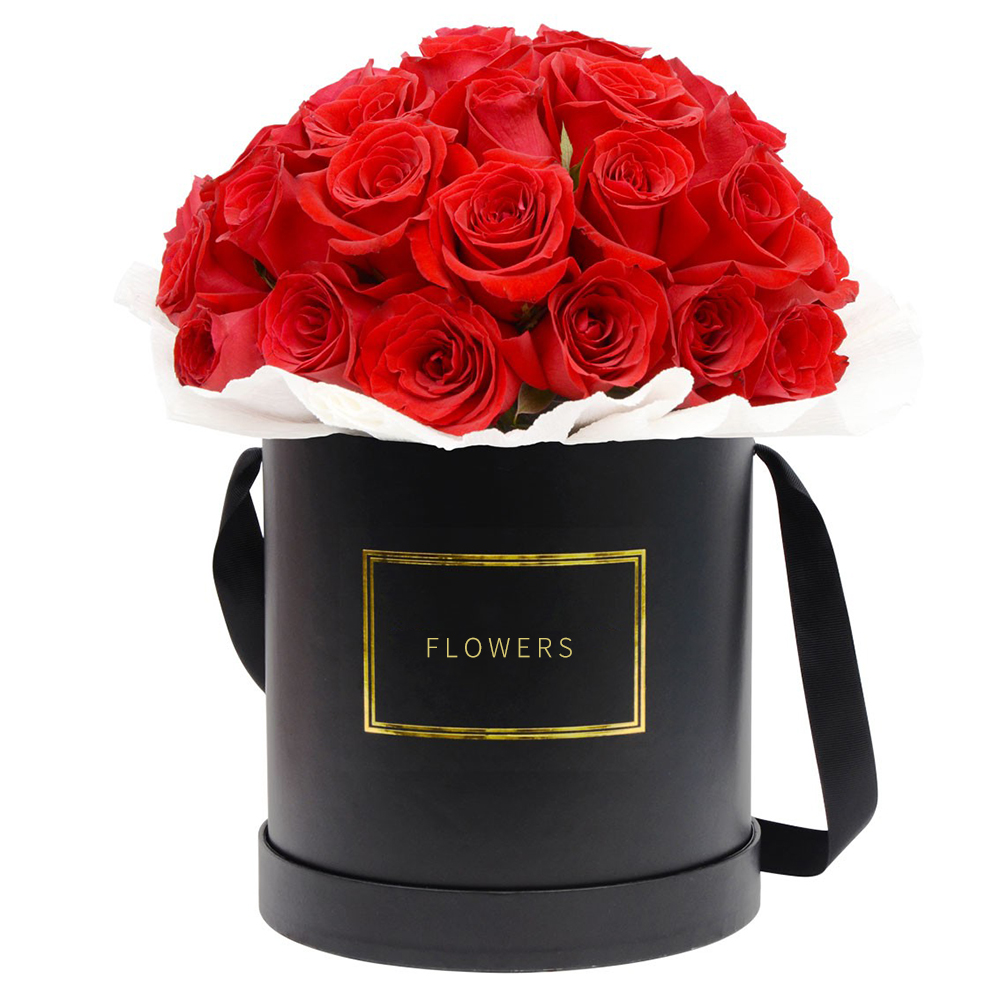 Wholesale Luxury Black Round Flower Paper Box