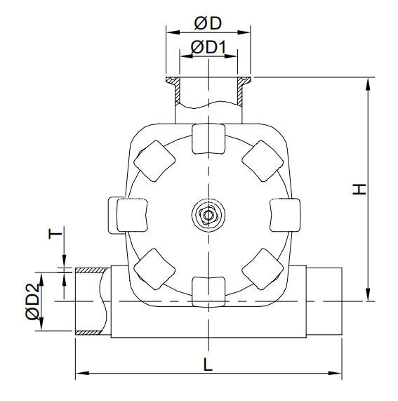 Sanitary membrane valve T type clamp and weld ..