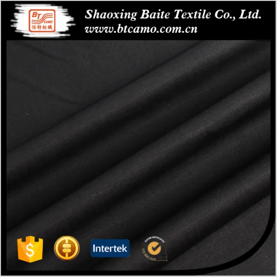 T/C polyester cotton blend black rip-stop uniform dyed khaki cotton fabric