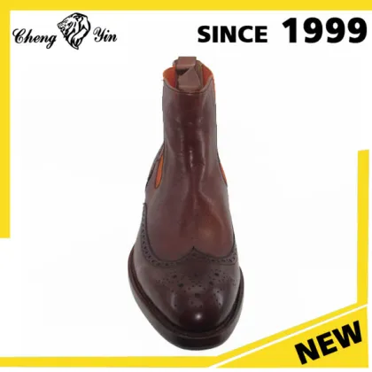 Wholesale Mens Boots Brown Leather High Neck Shoes Chelsea Boots Men