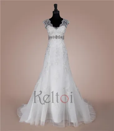 A line sweep train italian decent wedding dress