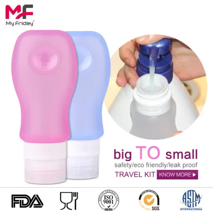 Manufacturer Free Squeeze Silicone Travel cosmetics jars Convenient Bpa Free Squeeze Silicone Travel Shampoo Bottle